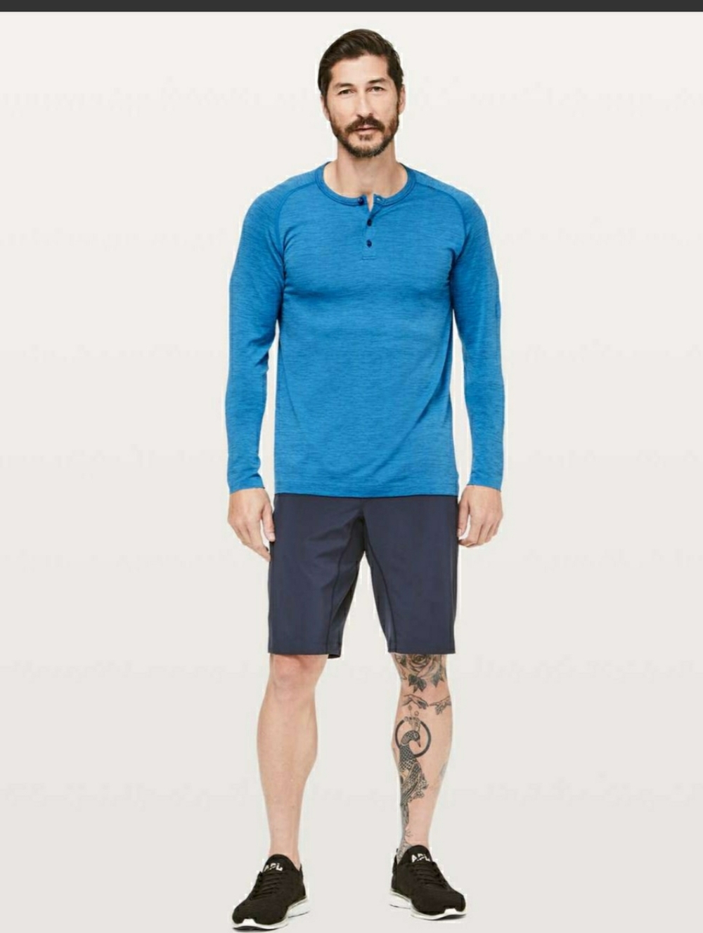 Lululemon MEN'S Metal Vent Tech Long Sleeve Henley - Heathered Blue XL (EUC)